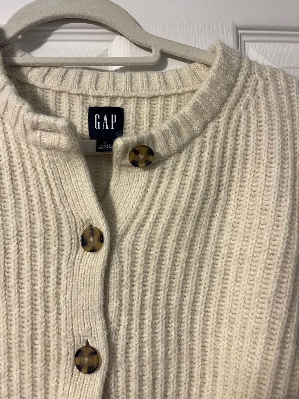 GAP Ivory Ribbed Button-Front Cardigan - Picture 3 of 4
